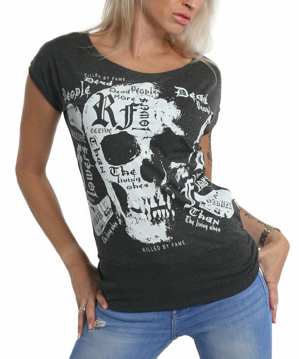 Skull Script Wide Crew Neck T-Shirt
