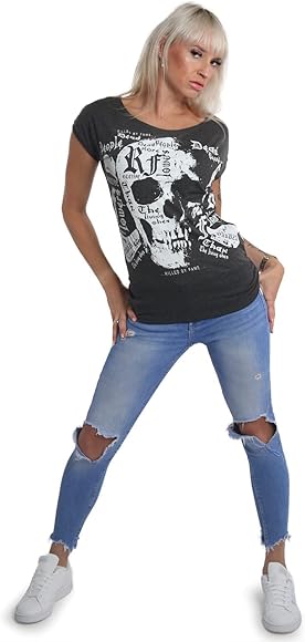 Skull Script Wide Crew Neck T-Shirt