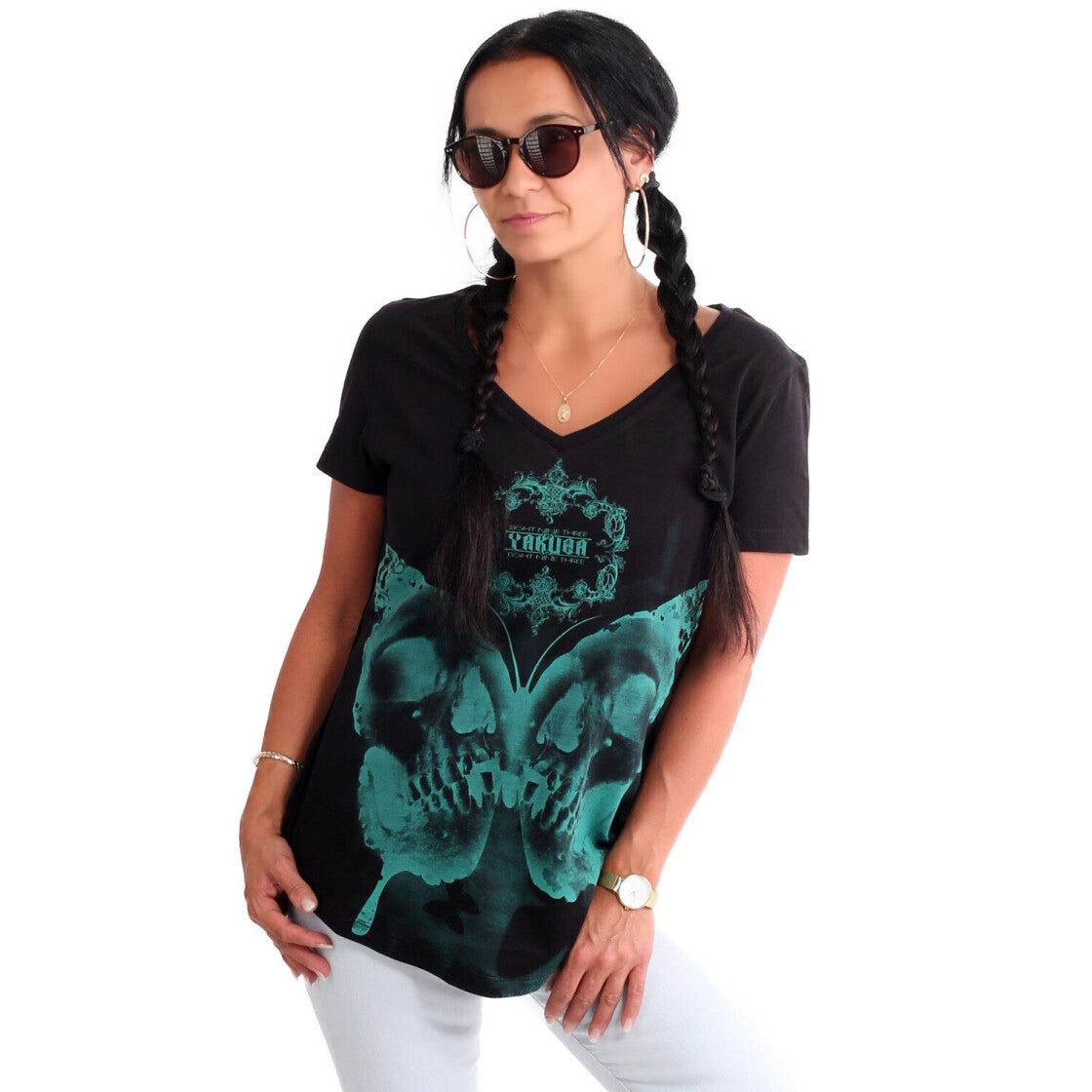 Butterfly Dye V Neck T-Shirt