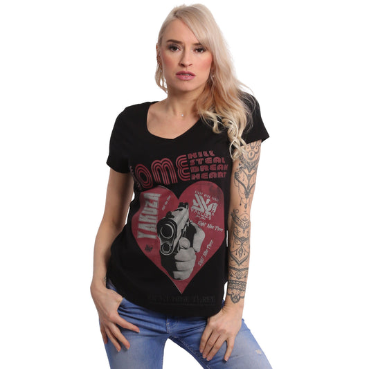 Painted Gun Dye V-Neck T-Shirt
