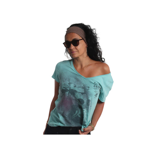 Flower Style Dye V-Neck T-Shirt
